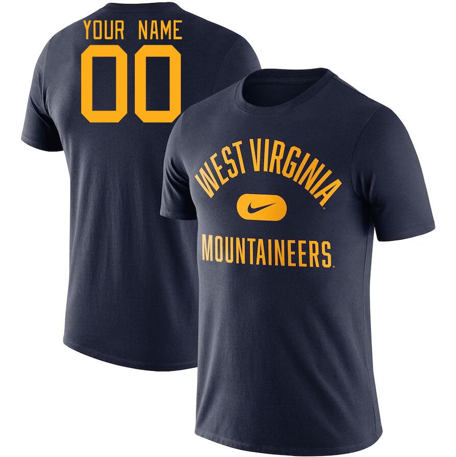 Custom West Virginia Mountaineers Name And Number College Tshirt-Navy - Click Image to Close